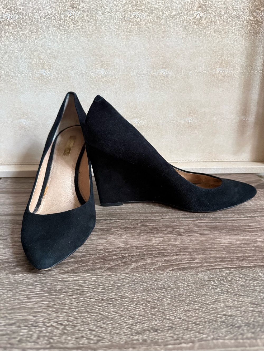 Louise et Cie Black Suede Wedge Pumps - 9